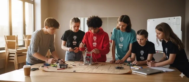 Jóvenes de La EJE trabajando en un proyecto colaborativo, aprendiendo de forma activa y experiencial.
