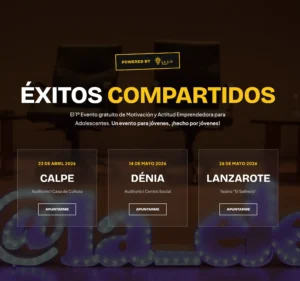 Imagen promocional de Éxitos Compartidos de LA EJE con fechas de eventos en Calpe, Dénia y Lanzarote
