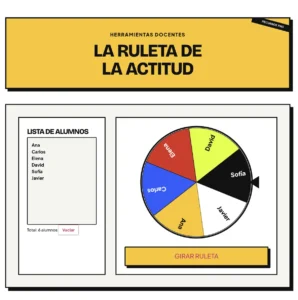 ruleta de la actitud herramienta docente con lista de alumnos y seleccion aleatoria en clase