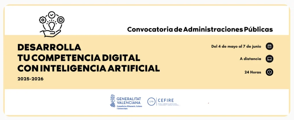 Curso online para desarrollar competencia digital con inteligencia artificial dirigido a administraciones públicas