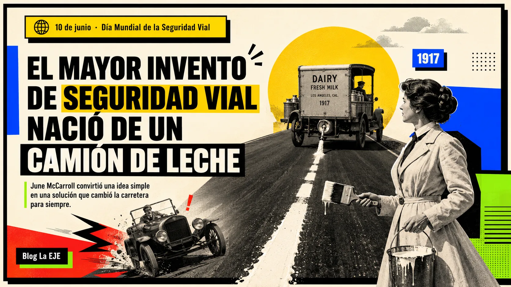 El origen de la línea central de la carretera y su impacto en la seguridad vial, inspirado en la idea de June McCarroll en 1917
